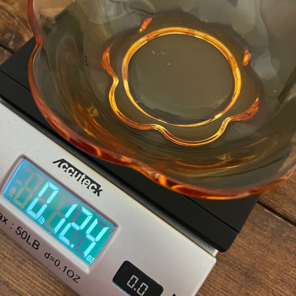 VTG Tiffin-Franciscan Amber Canterbury Nappy Bowl Dish Art Glass Scalloped Edges - Picture 6 of 6